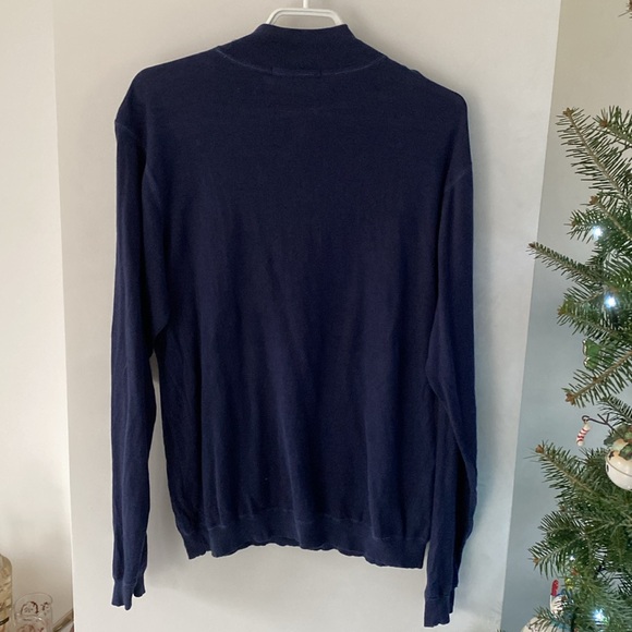 RAFFI Men's Cotton Cashmere Blend 1/4 Zip Pullover Knit Sweater Blue - Picture 4 of 4